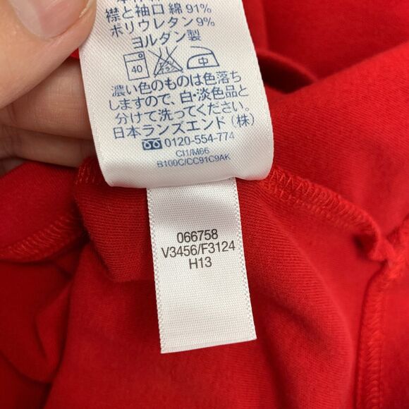 Lands End Mock Neck Shirt Womens L Large Red Solid Long Sleeve Pullover Cotton - Picture 10 of 12